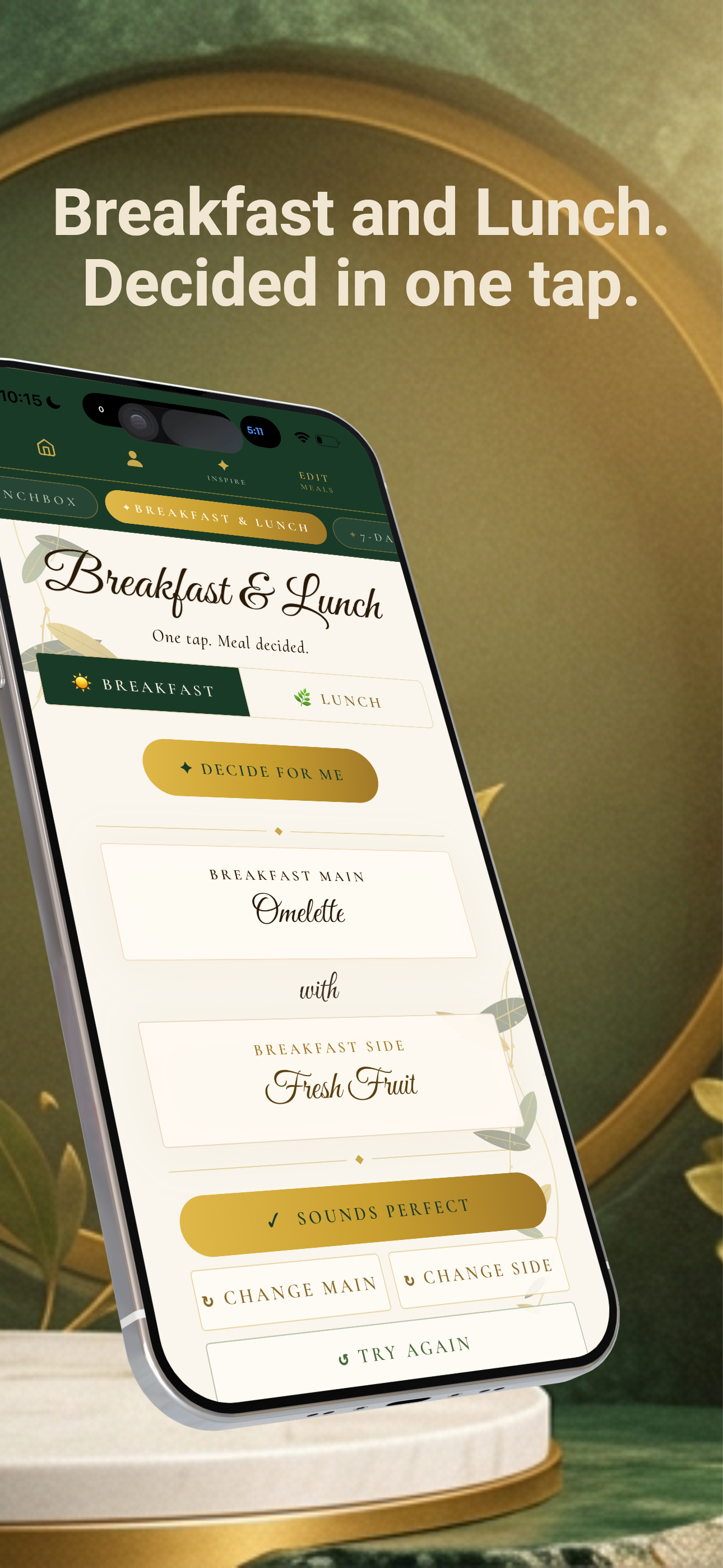 Dinner Decider Breakfast and Lunch feature