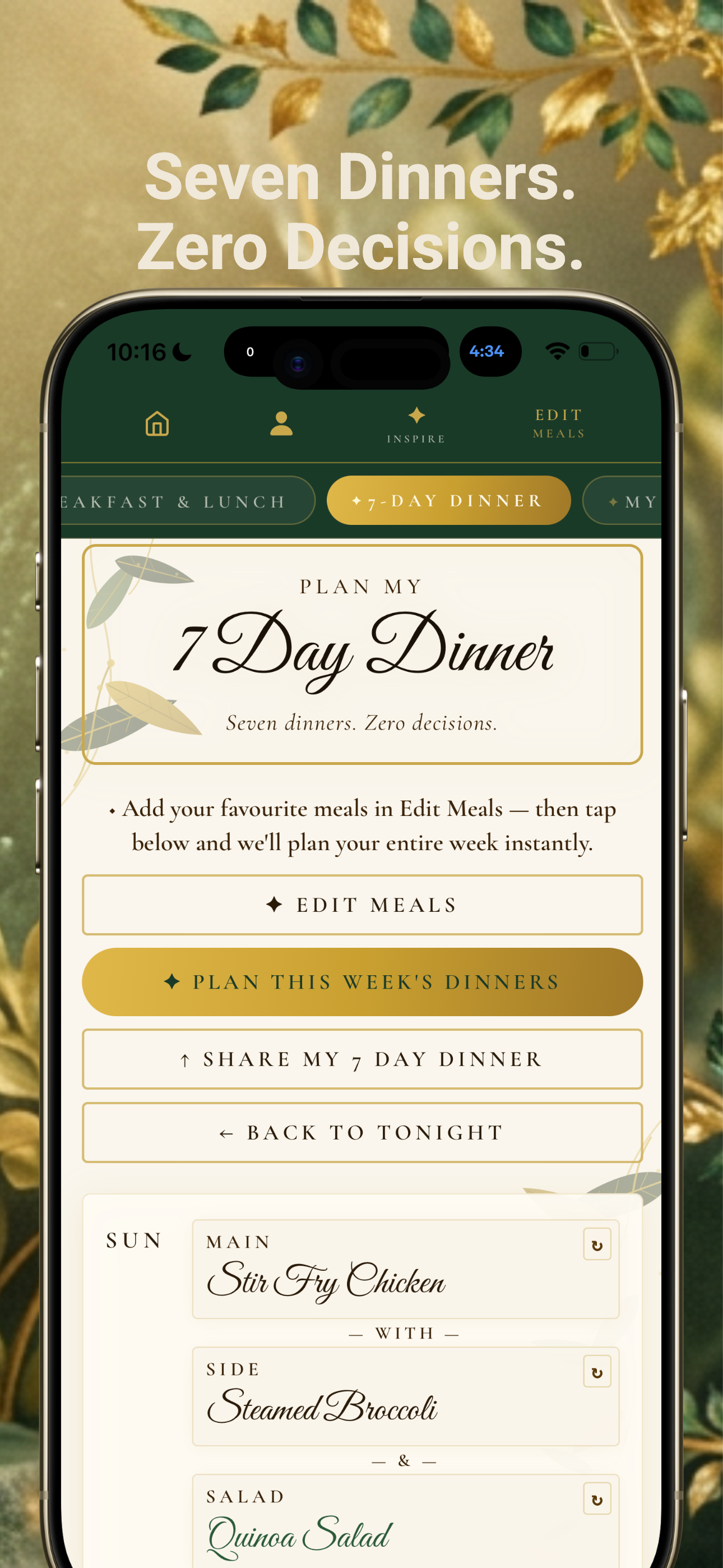 Dinner Decider seven-day dinner planner