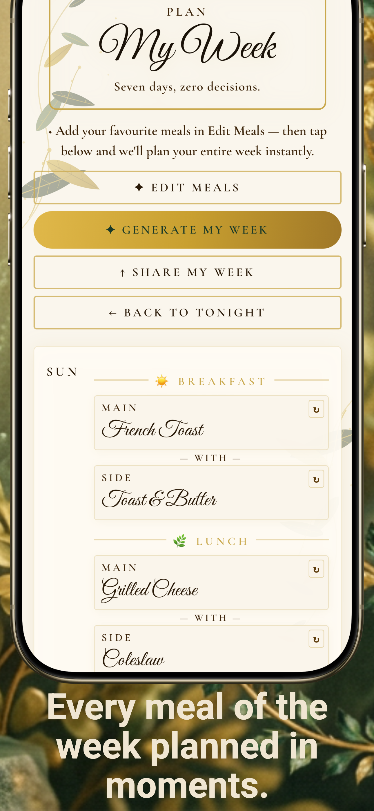 Dinner Decider meal-planning feature